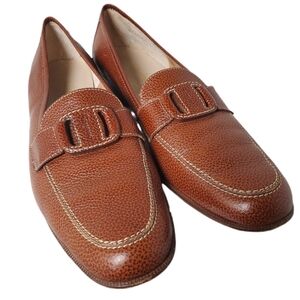 Salvatore Ferragamo Cognac Brown Italian Leather Loafers Moccasins 8.5A Narrow